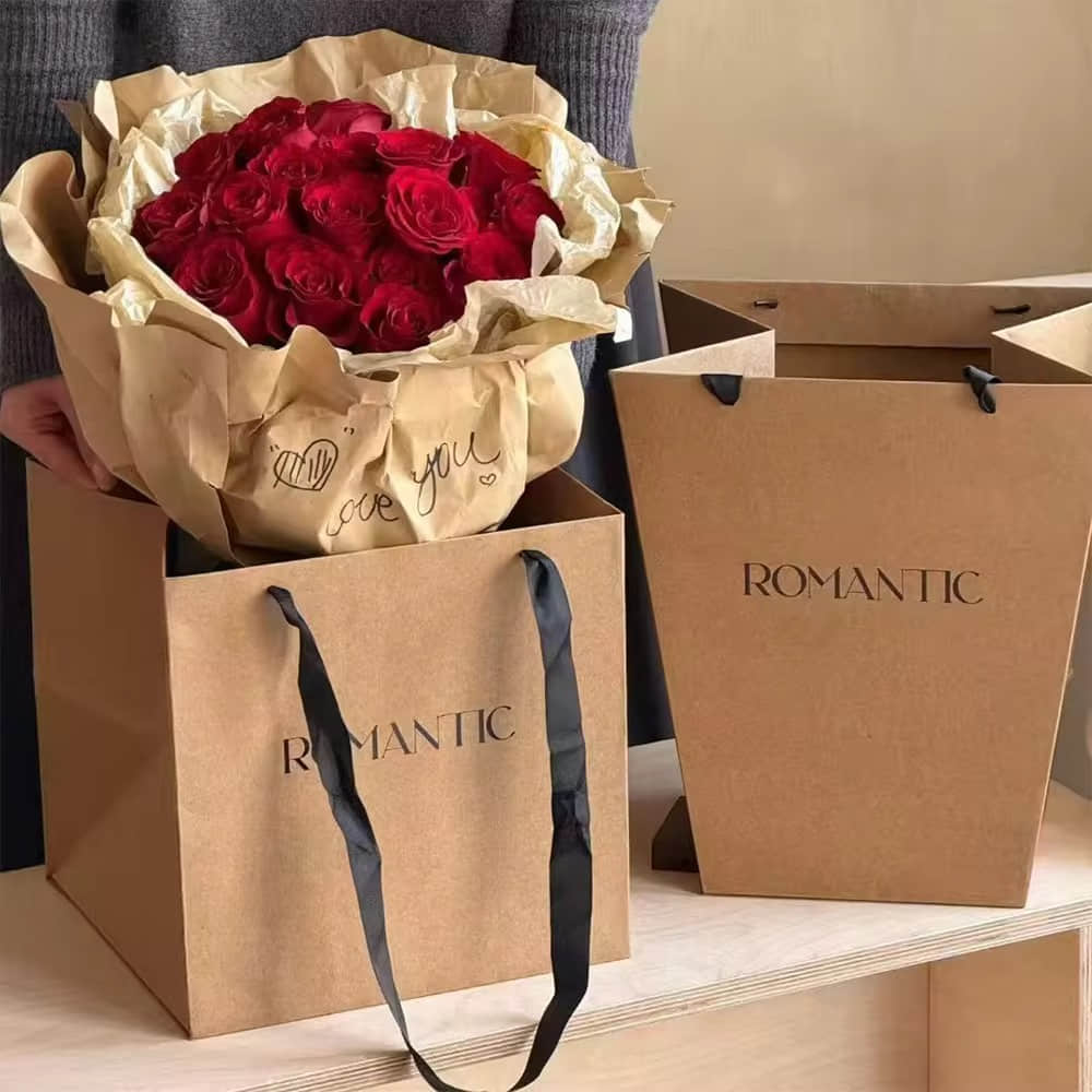 Paper Non-Window Bouquet Bags | Eco Solid Floral Paper Bags | Floratural