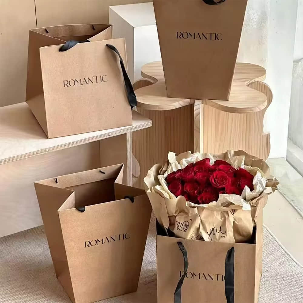Paper Non-Window Bouquet Bags | Eco Solid Floral Paper Bags | Floratural