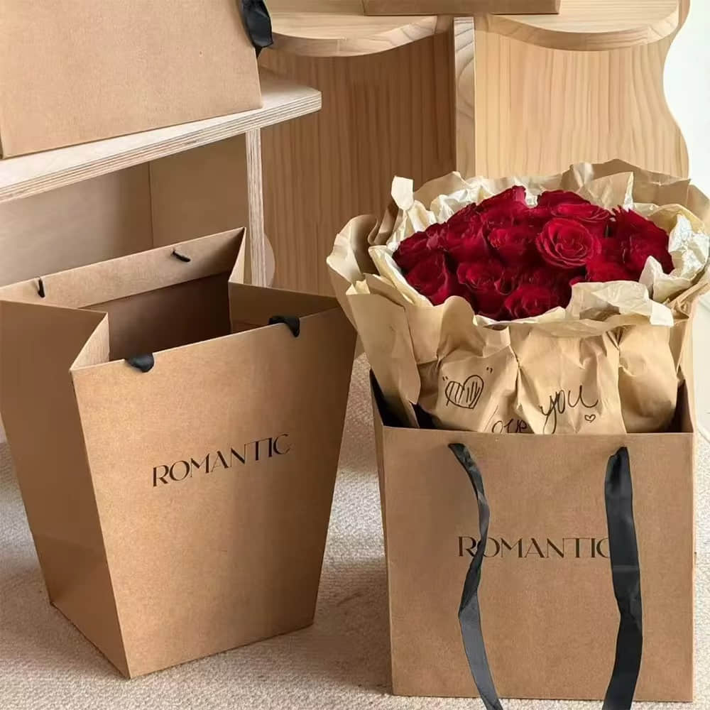 Paper Non-Window Bouquet Bags | Eco Solid Floral Paper Bags | Floratural