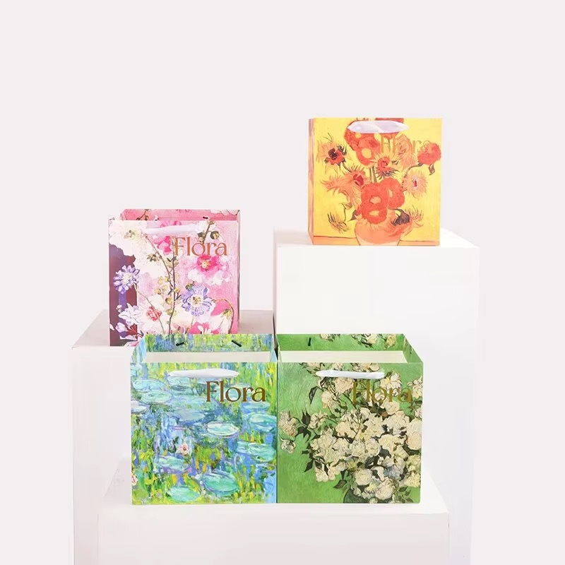 Oil Printed Garden Style Paper Non-Window Bouquet Bags Wholesale