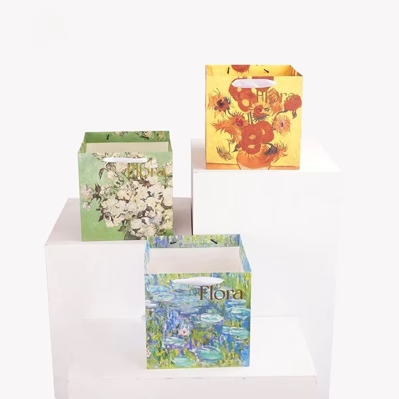 Oil Printed Garden Style Paper Non-Window Bouquet Bags Wholesale