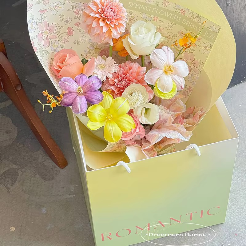 New Paper Floral Romantic Gradient Flowers Gift Bag