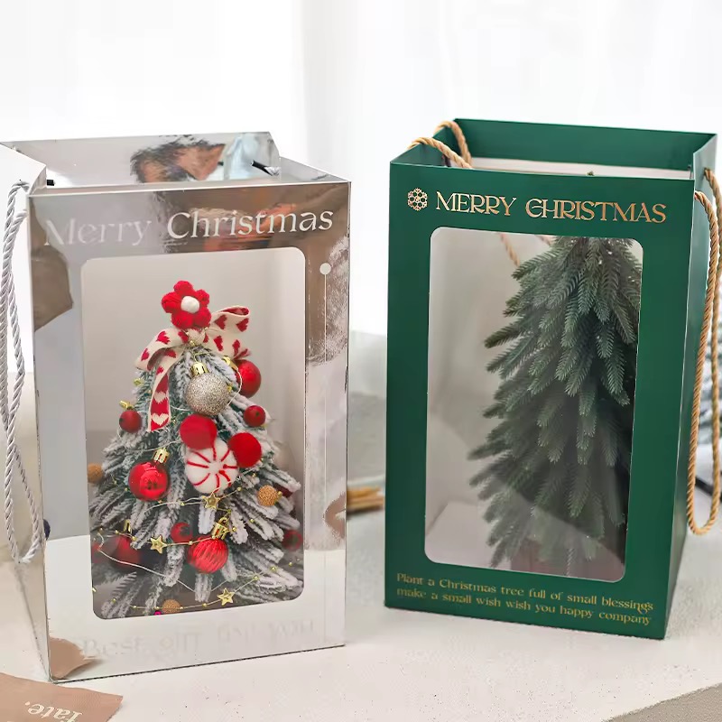 Premium Santa Christmas Tree Gift Bags Window Display