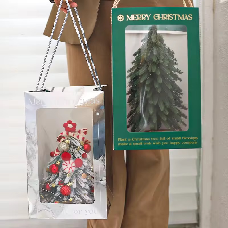 Premium Santa Christmas Tree Gift Bags Window Display
