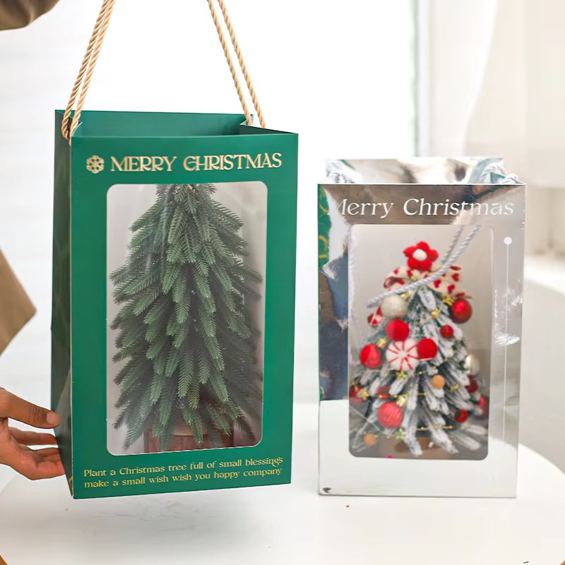 Premium Santa Christmas Tree Gift Bags Window Display