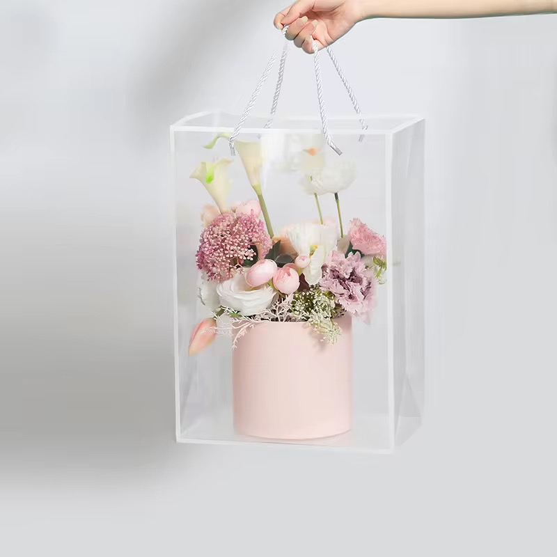 Floral Bouquet Waterproof PVC Flower Bag with Border