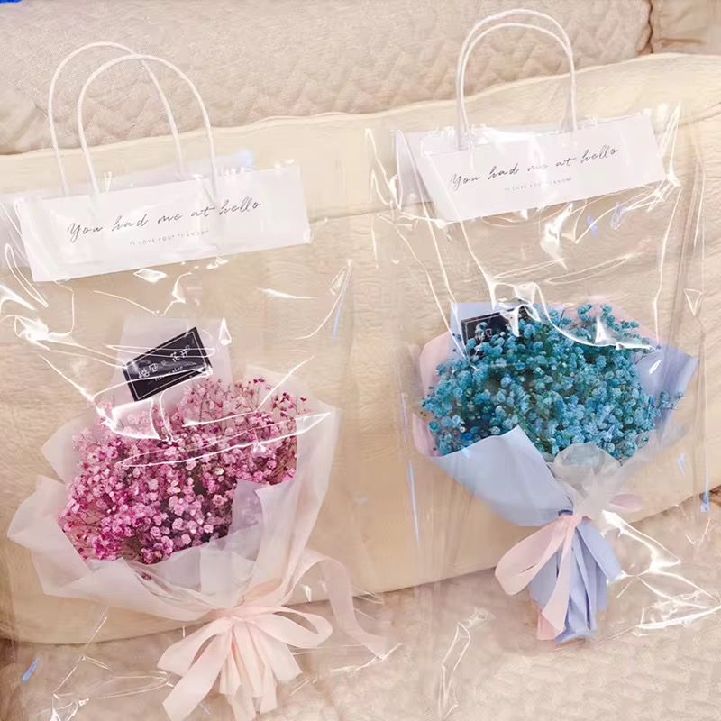 Recyclable PVC Clear Bag For Flowers Gift Waterproof Wholesale