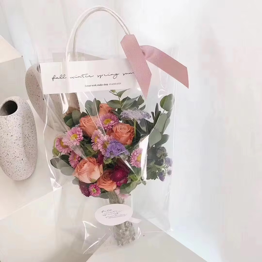 Recyclable PVC Clear Bag For Flowers Gift Waterproof Wholesale