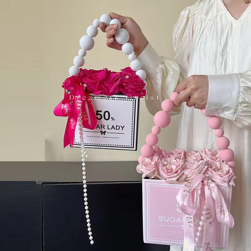 OEM Custom INS Style Portable Foldable Handheld Bag Gift Box For Flower Bouquet