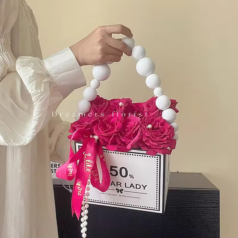OEM Custom INS Style Portable Foldable Handheld Bag Gift Box For Flower Bouquet
